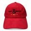 Red Fancy&Proper KC cap with soft fine-ribbed fabric, black signature embroidery and gold KC detail, front view on white