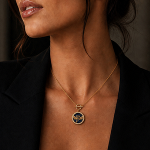 inner circle blue and gold necklace