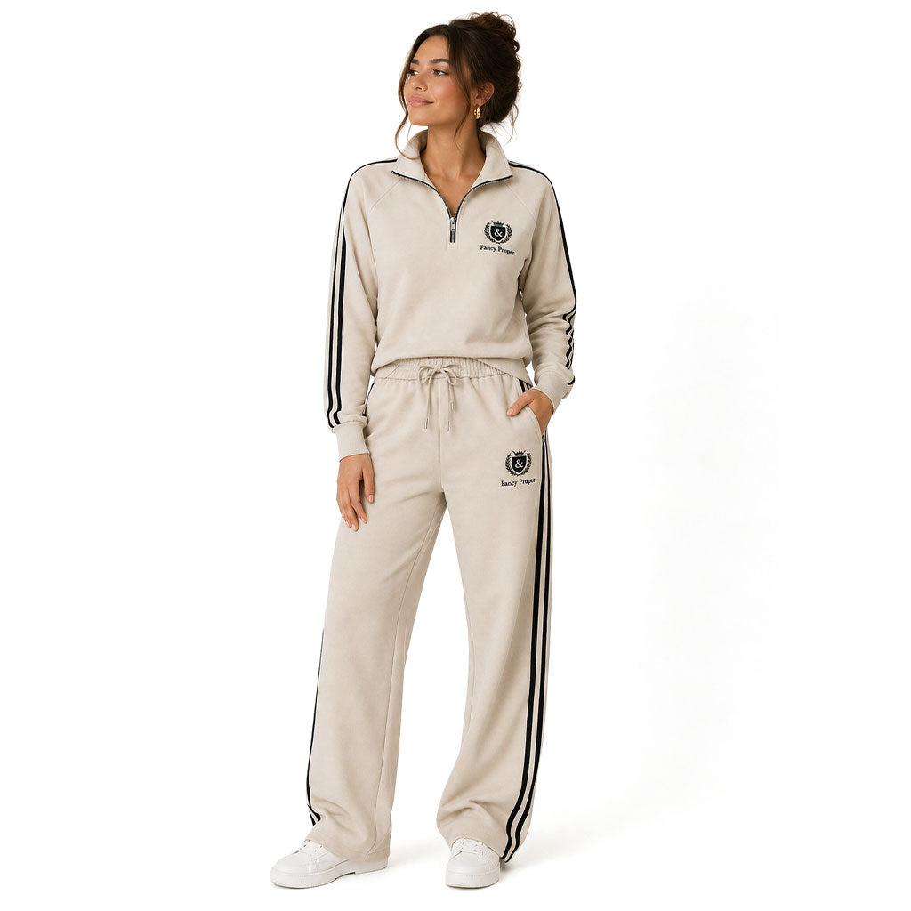 Busy Being Proper Tracksuit Set in Oat
