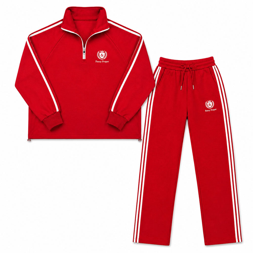 Busy Being Proper Tracksuit Set in Red Main image