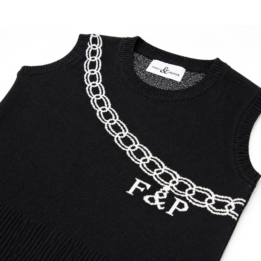 Chain Reaction Sweater Vest in Black