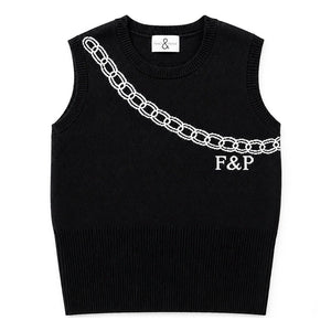 Chain Reaction Sweater Vest in Black