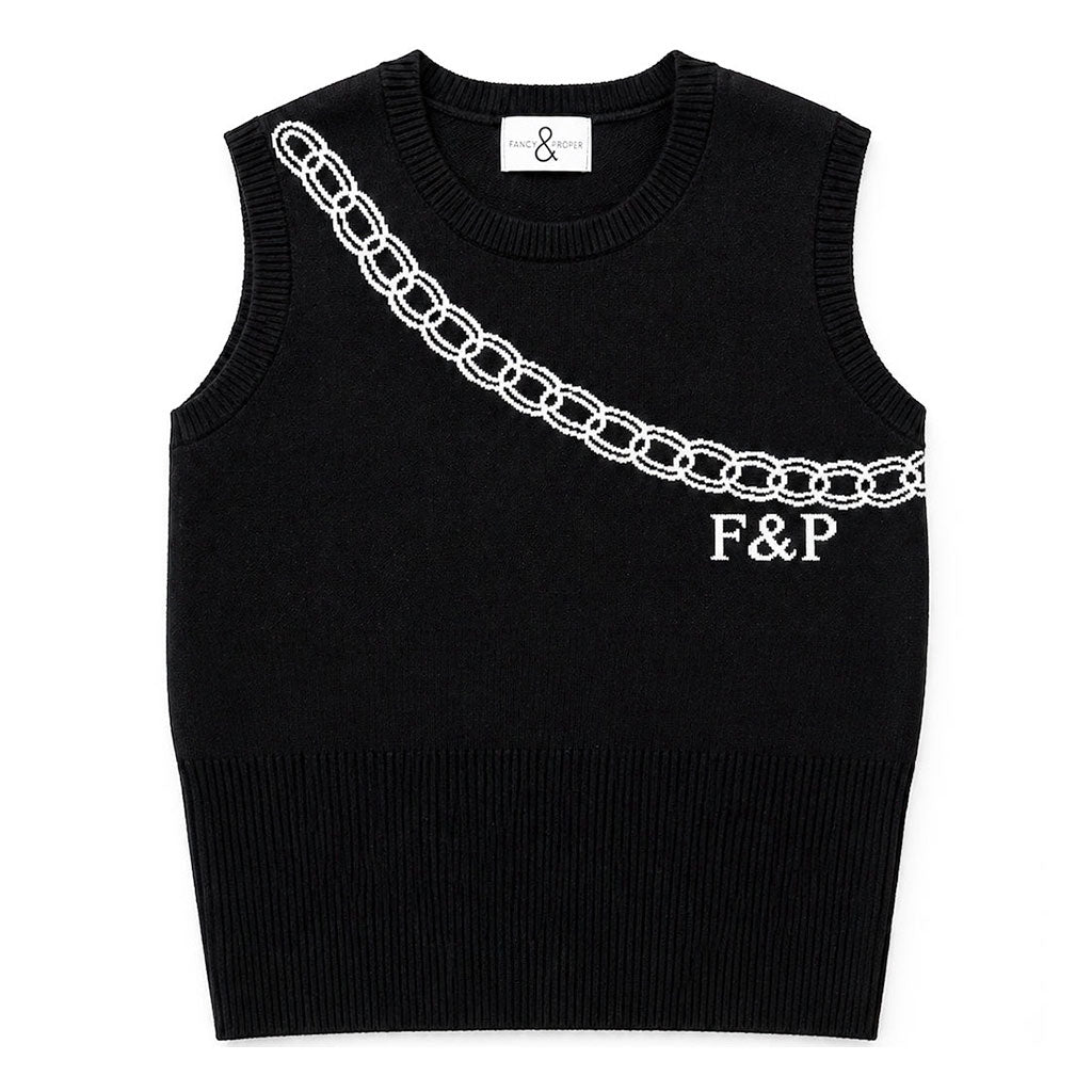 Chain Reaction Sweater Vest in Black
