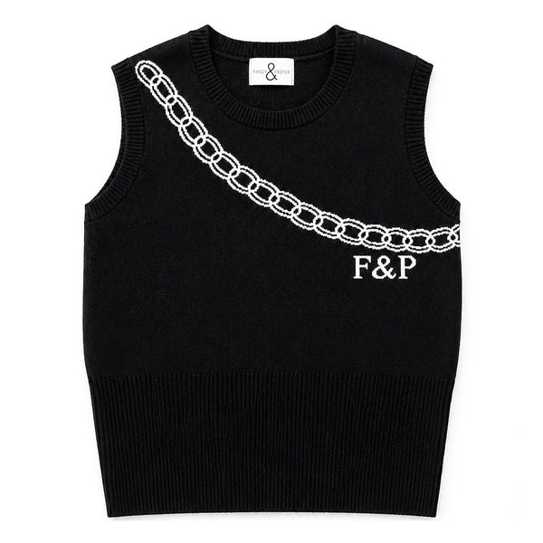 Chain Reaction Sweater Vest in Black