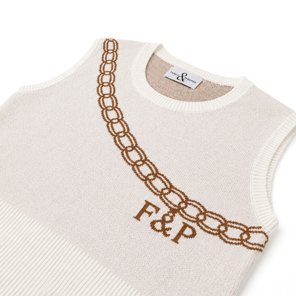 Chain Reaction Sweater Vest in Cream