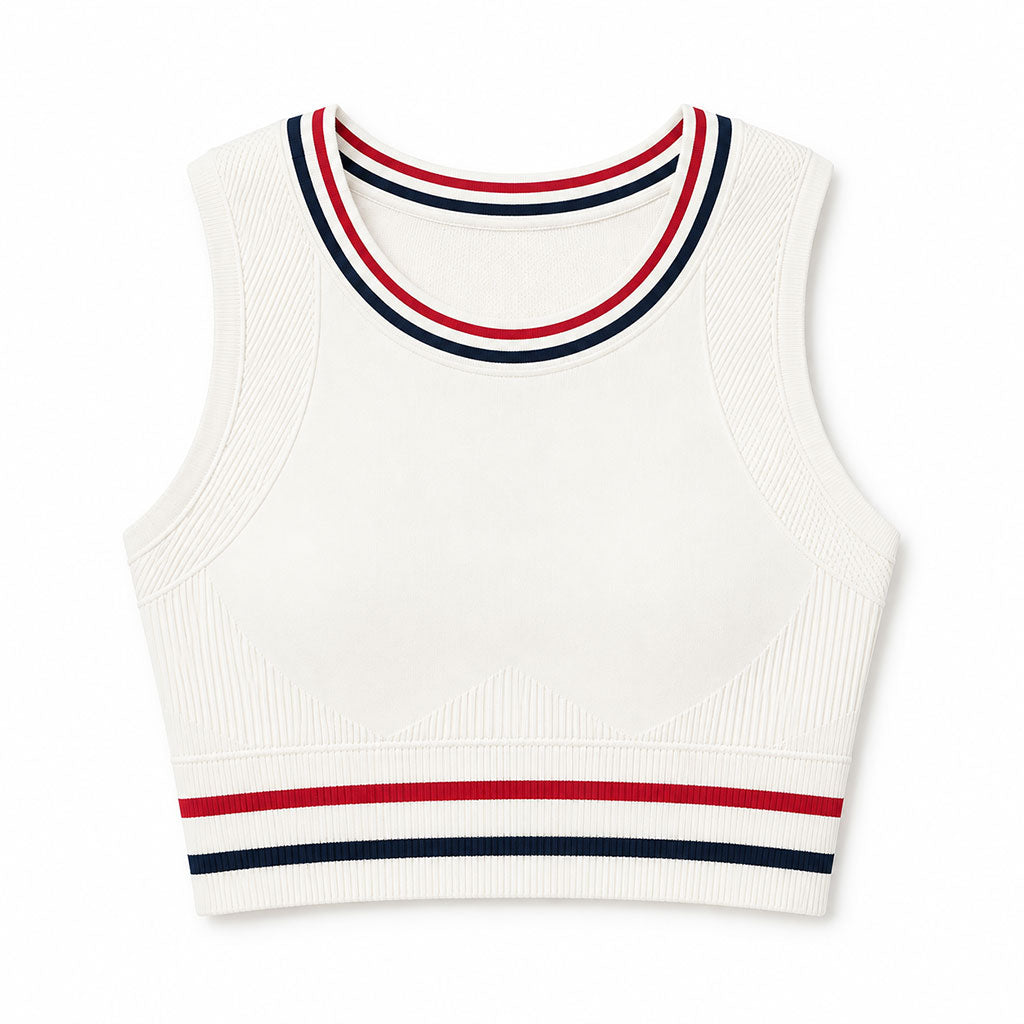 Court & Course Ribbed Crop Top in Off-White
