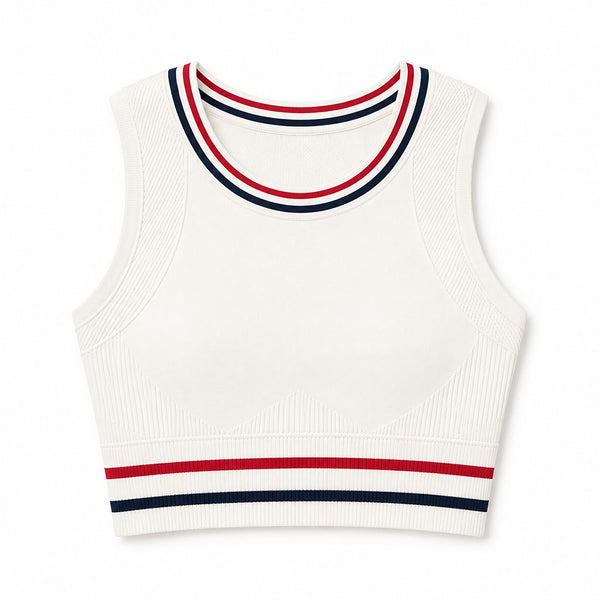 Court & Course Ribbed Crop Top in Off-White
