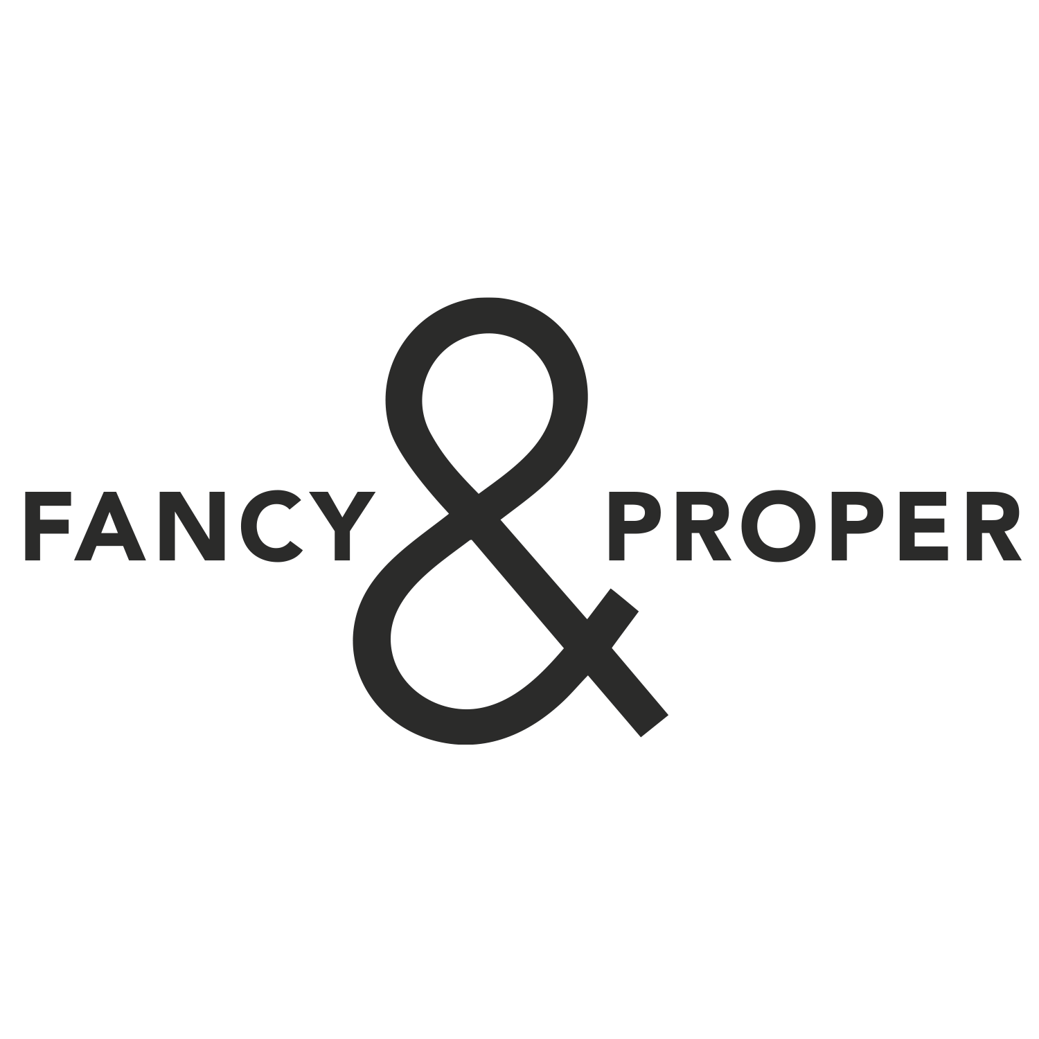 Black 'Fancy & Proper' logo on a white background