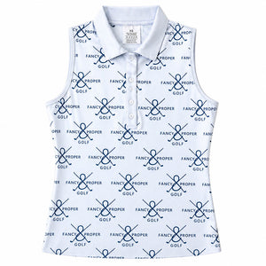 Fairway Figure Collar Tank In Grey Prints