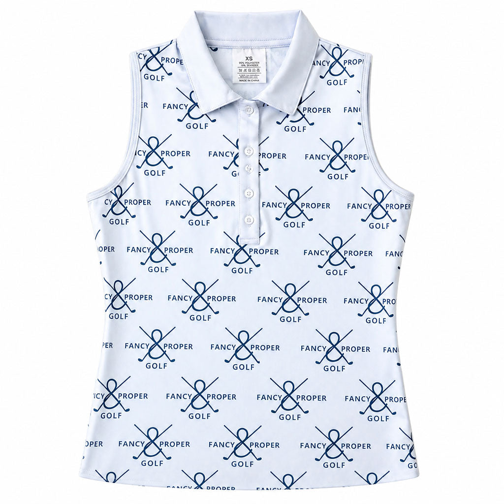 Fairway Figure Collar Tank In Grey Prints