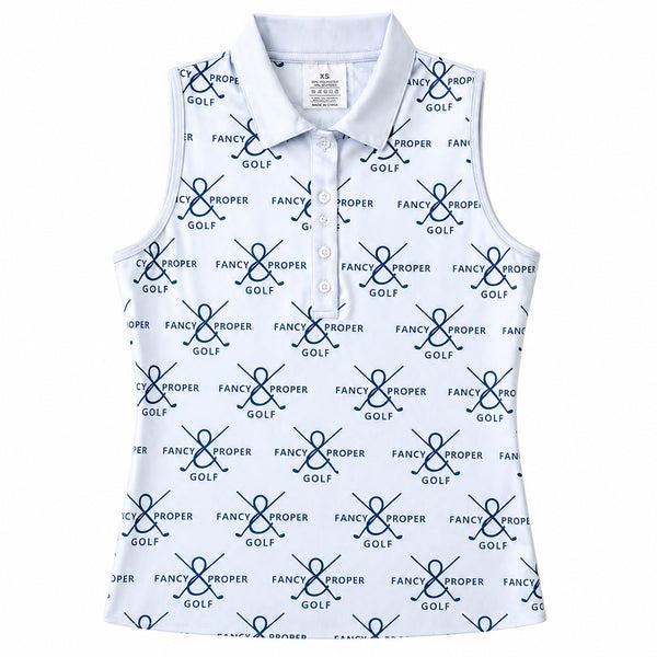 Fairway Figure Collar Tank In Grey Prints