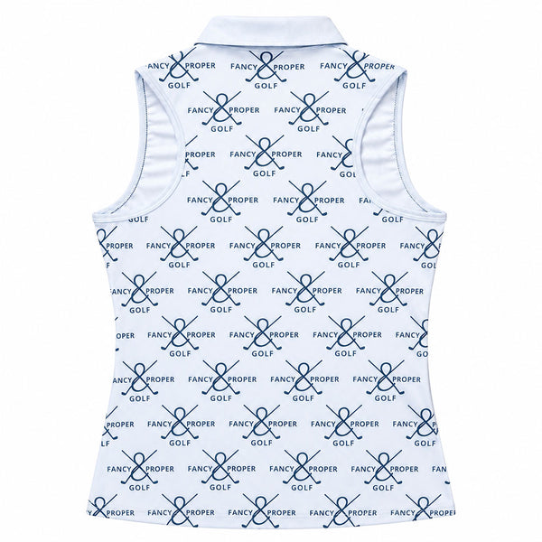 Fairway Figure Collar Tank In Grey Prints