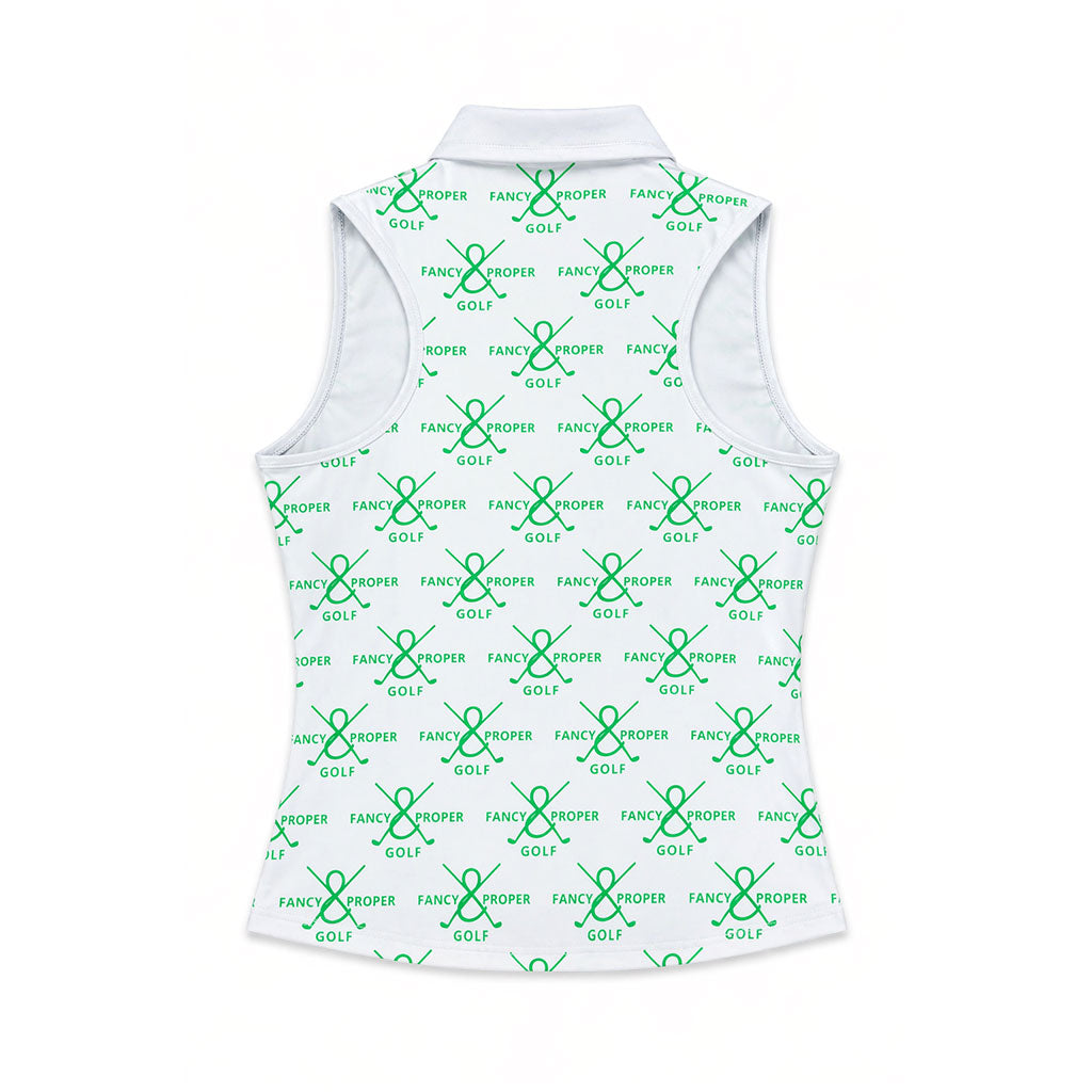 Fairway Figure Collar Tank in Green Print