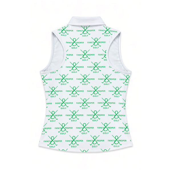 Fairway Figure Collar Tank in Green Print
