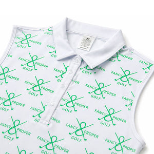 Fairway Figure Collar Tank in Green Print