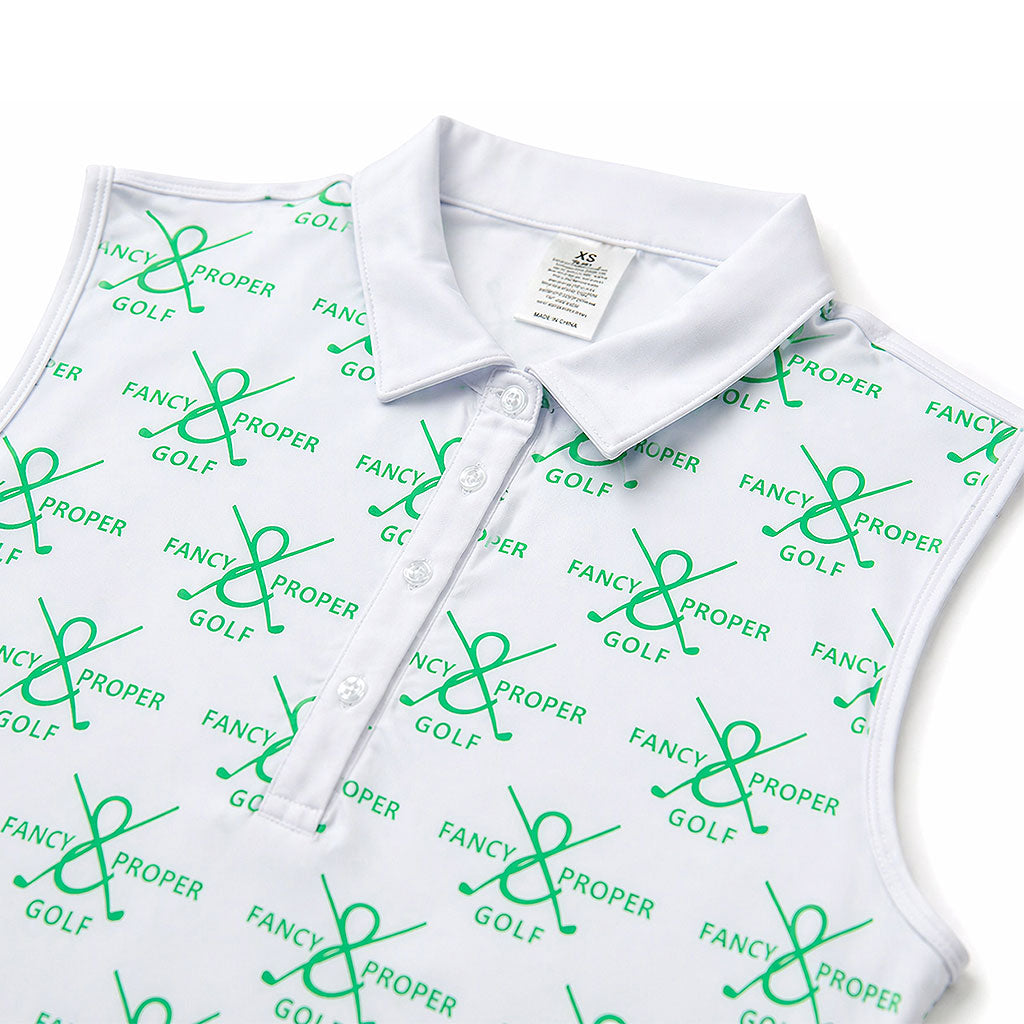 Fairway Figure Collar Tank in Green Print