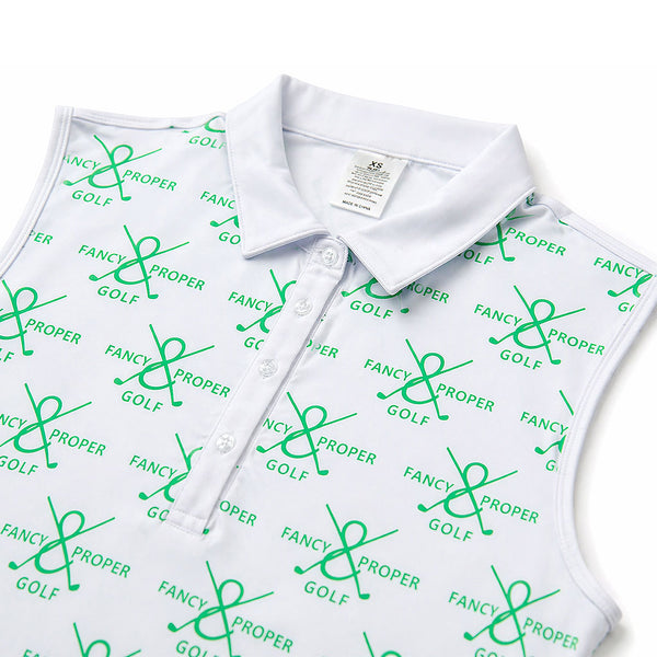 Fairway Figure Collar Tank in Green Print