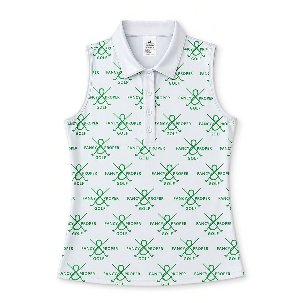 Fairway Figure Collar Tank in Green Print Main image