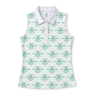 Fairway Figure Collar Tank in Green Print
