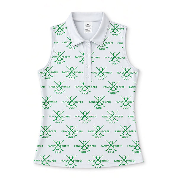 Fairway Figure Collar Tank in Green Print