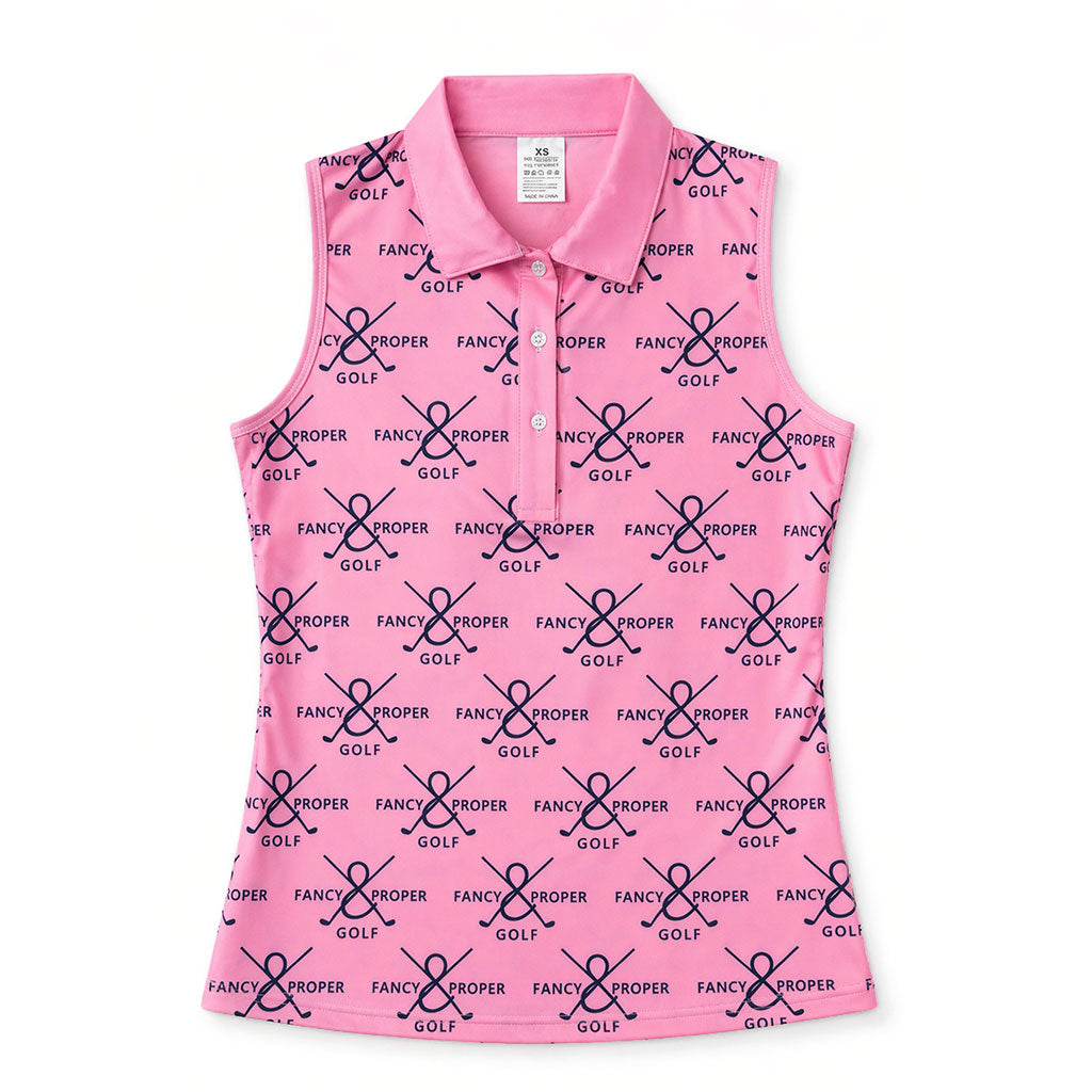 Fairway Figure Collar Tank in Pink Prints Main image