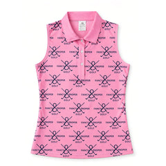 Fairway Figure Collar Tank in Pink Prints