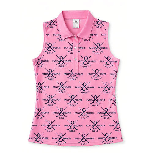 Fairway Figure Collar Tank in Pink Prints