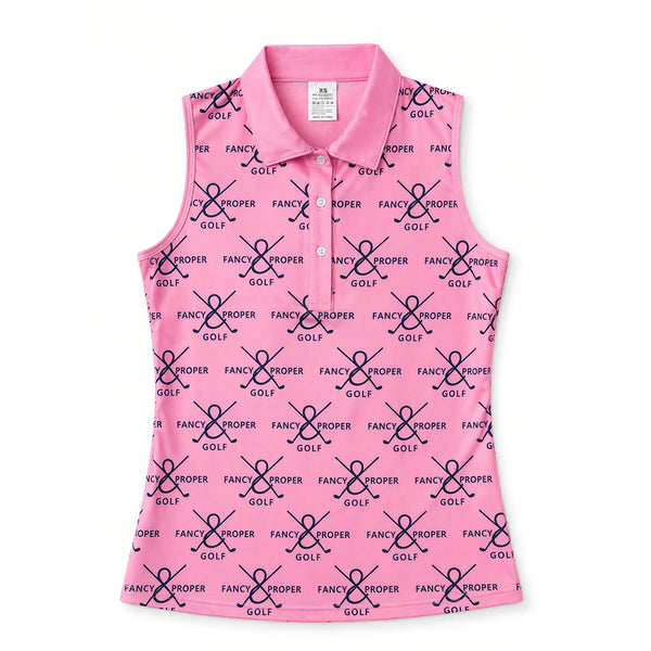 Fairway Figure Collar Tank in Pink Prints