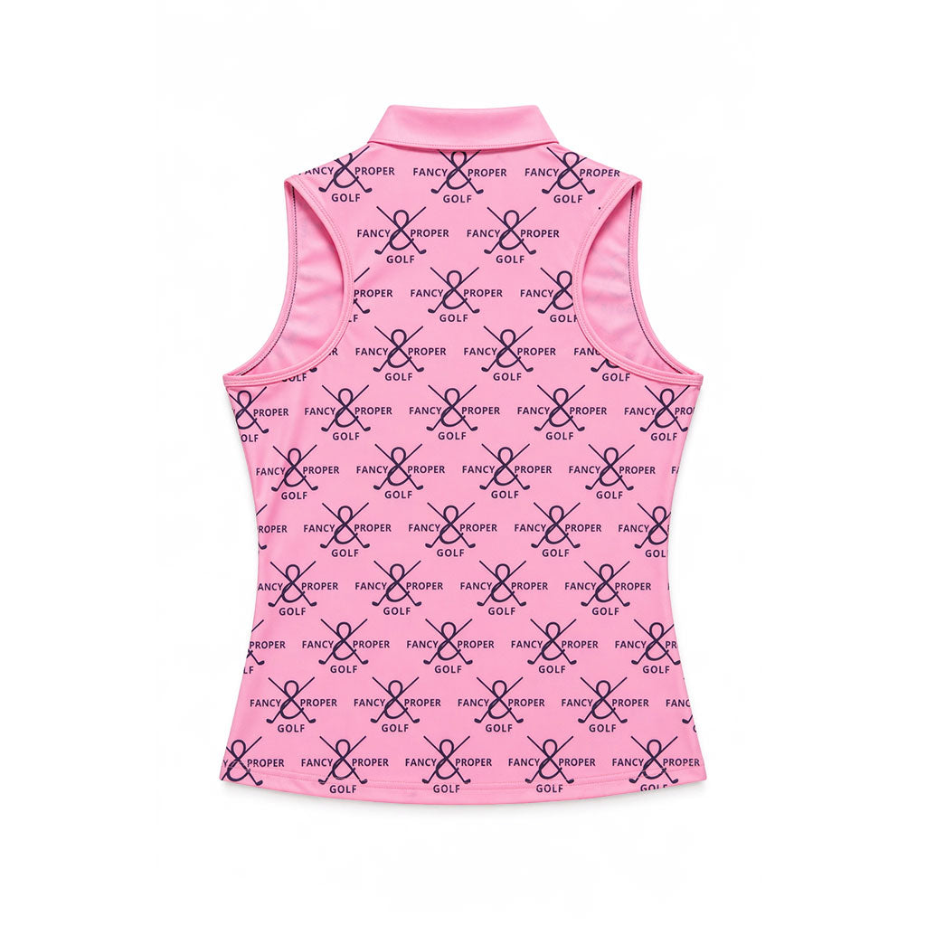 Fairway Figure Collar Tank in Pink Prints