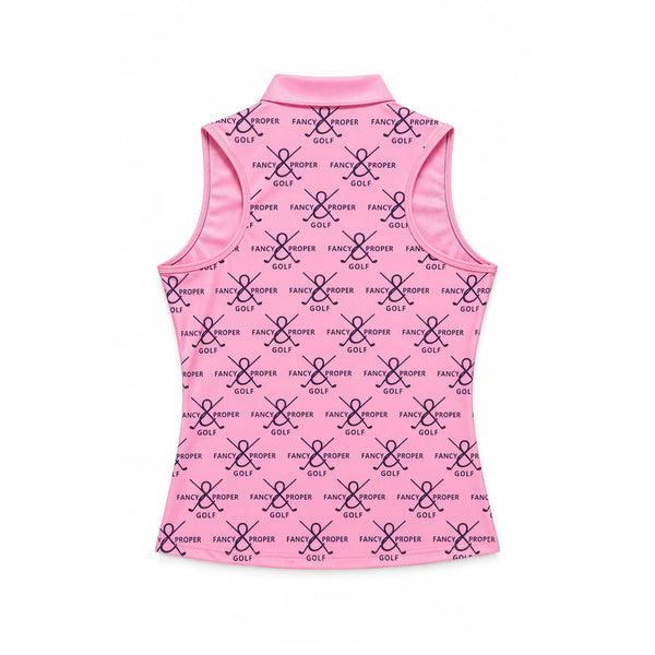 Fairway Figure Collar Tank in Pink Prints