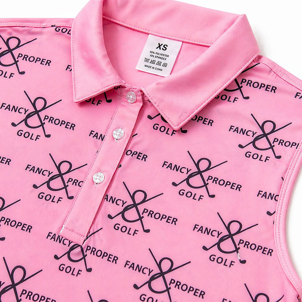 Fairway Figure Collar Tank in Pink Prints