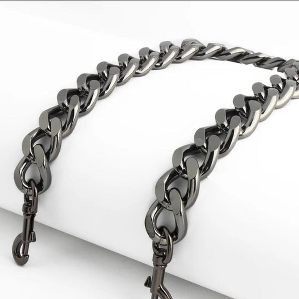 Gun black chain on a white background