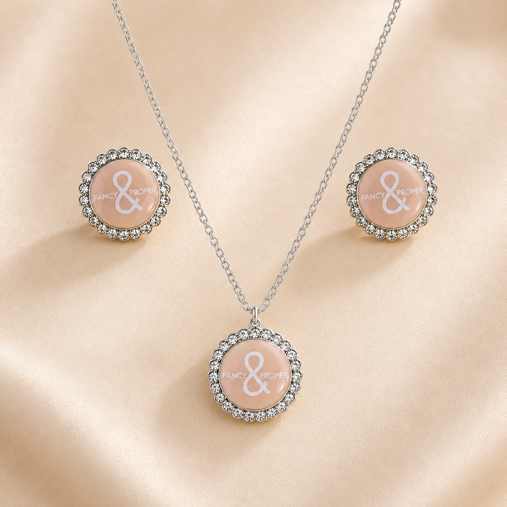 The Proper Pair Necklace and Earring Set - Silver/Blushing