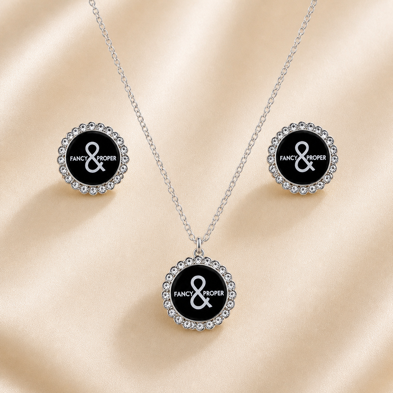 Proper Pair Necklace and Earring Set in Silver Midnight Main image