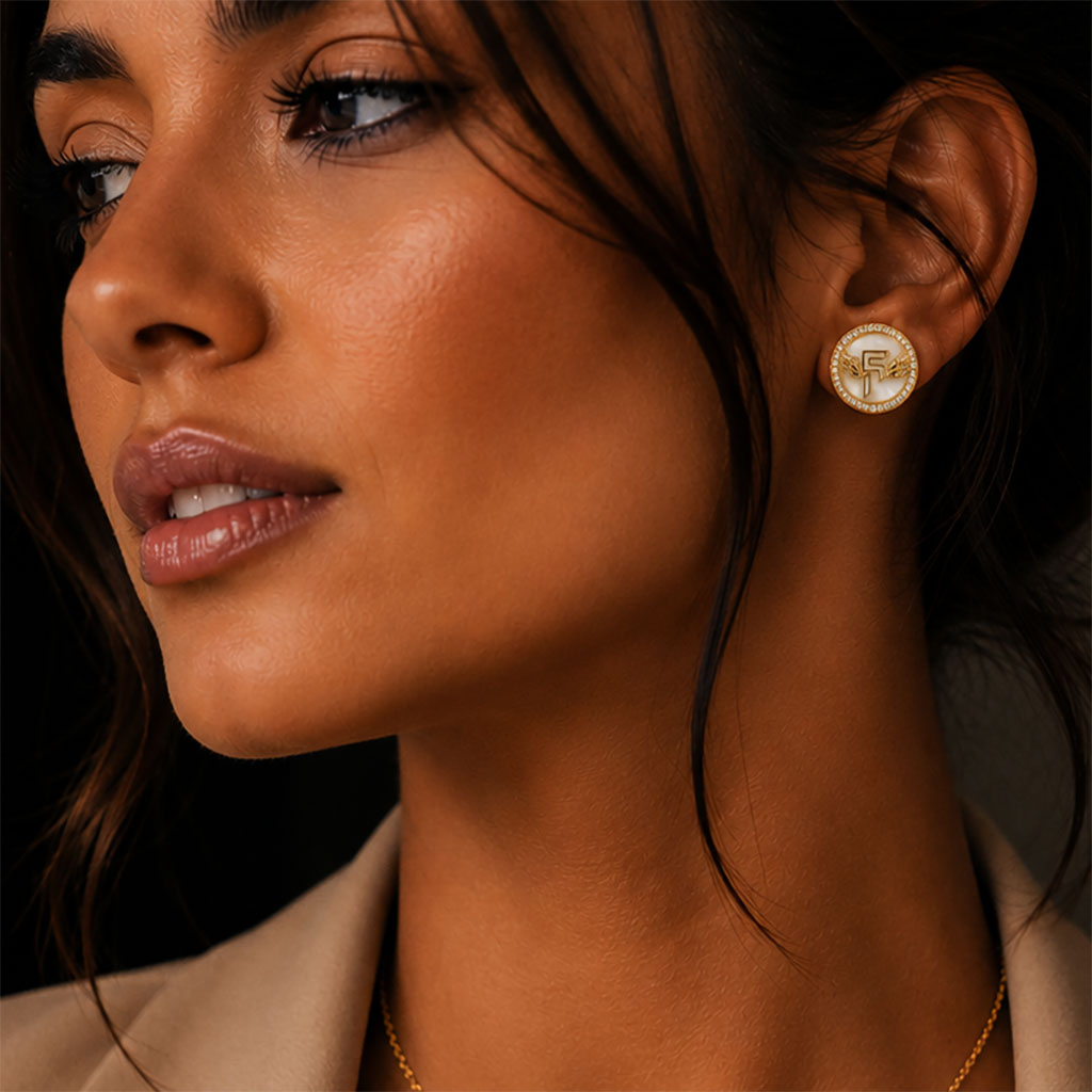 Inner Circle Earrings in Obsidian Opal and Gold