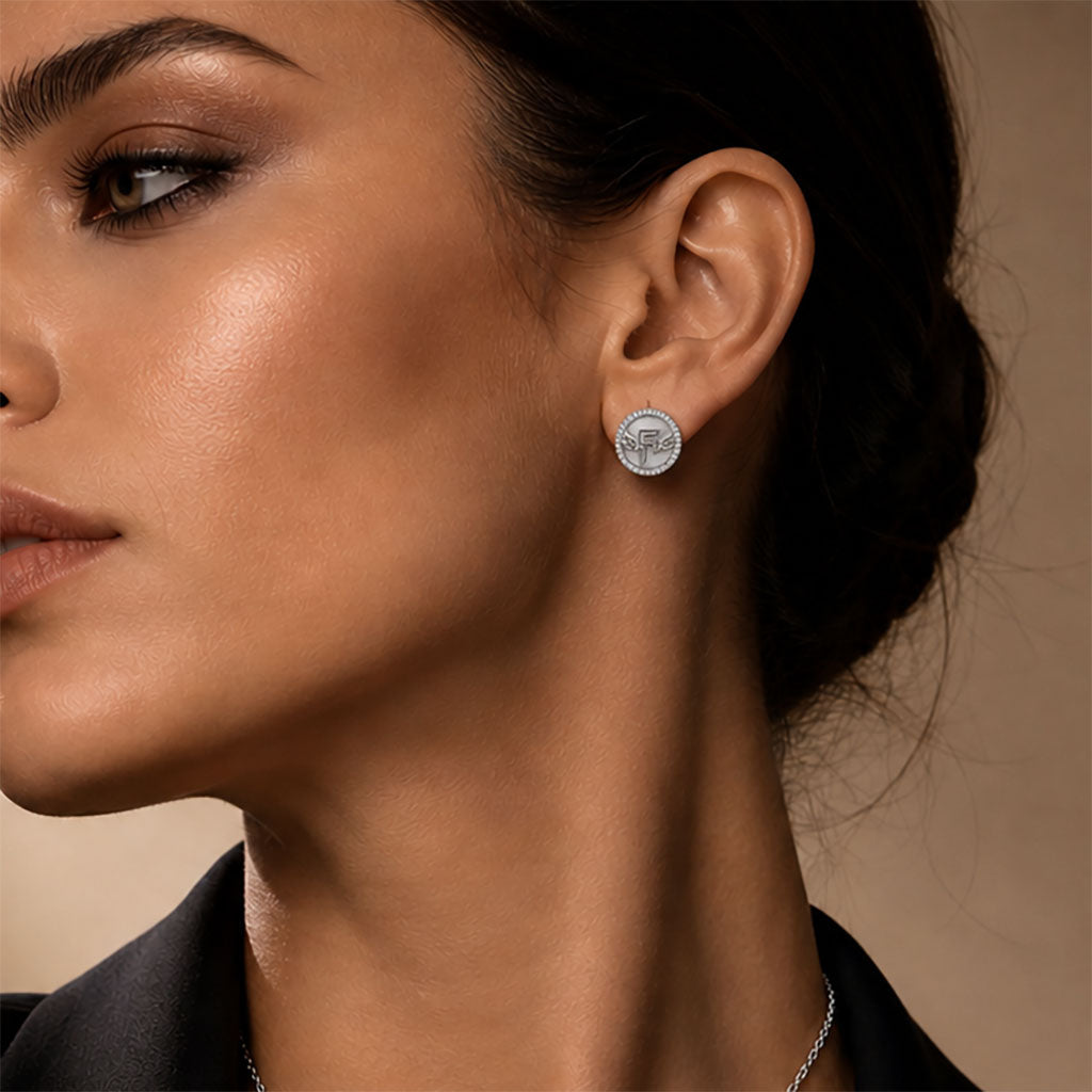 Inner Circle Earrings in Obsidian Opal and Silver Secondary image