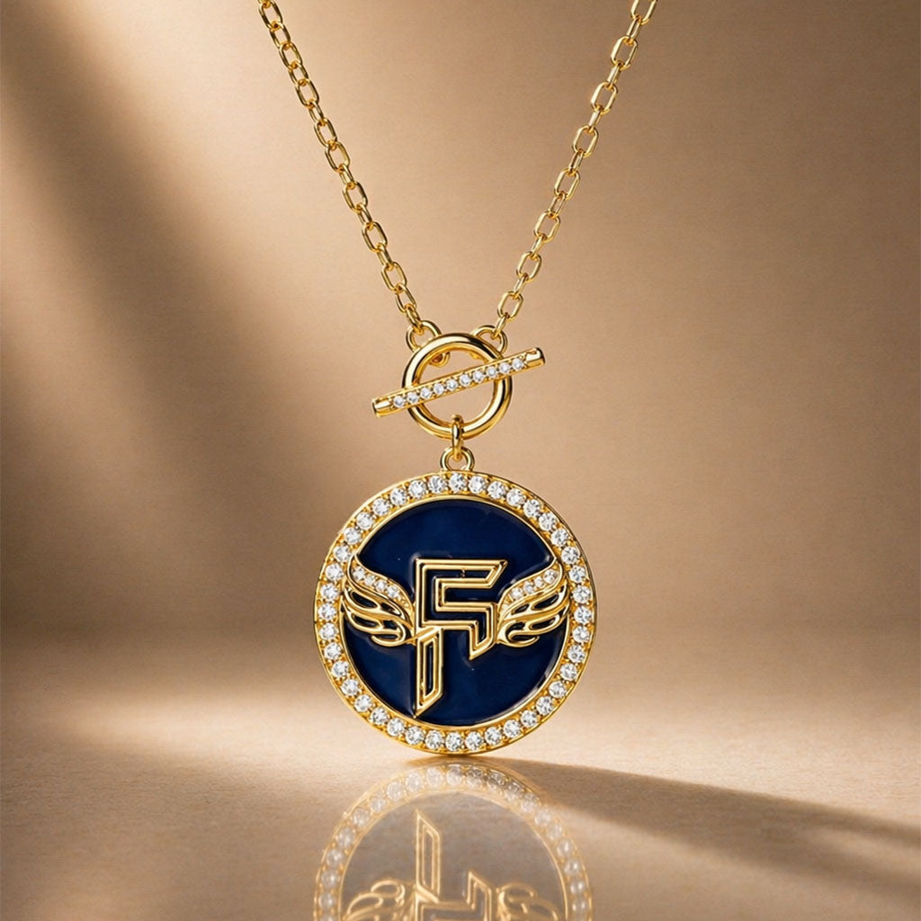 Inner Circle Pendant in Blue Drift and Gold