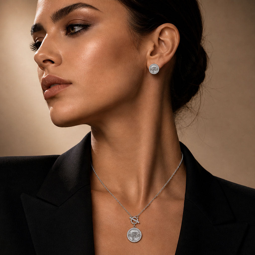 Inner Circle Set in Obsidian Opal and Silver