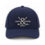 Front view of the Proper Standard men's navy rope golf hat with cream embroidery