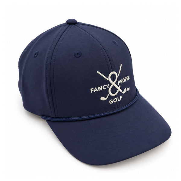 Side view of the Proper Standard men's navy rope golf hat