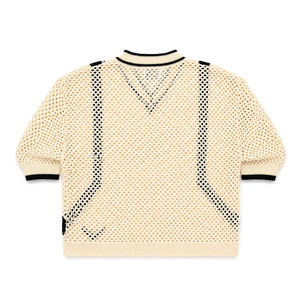 Sheer Edge Knit Pullover in Ivory