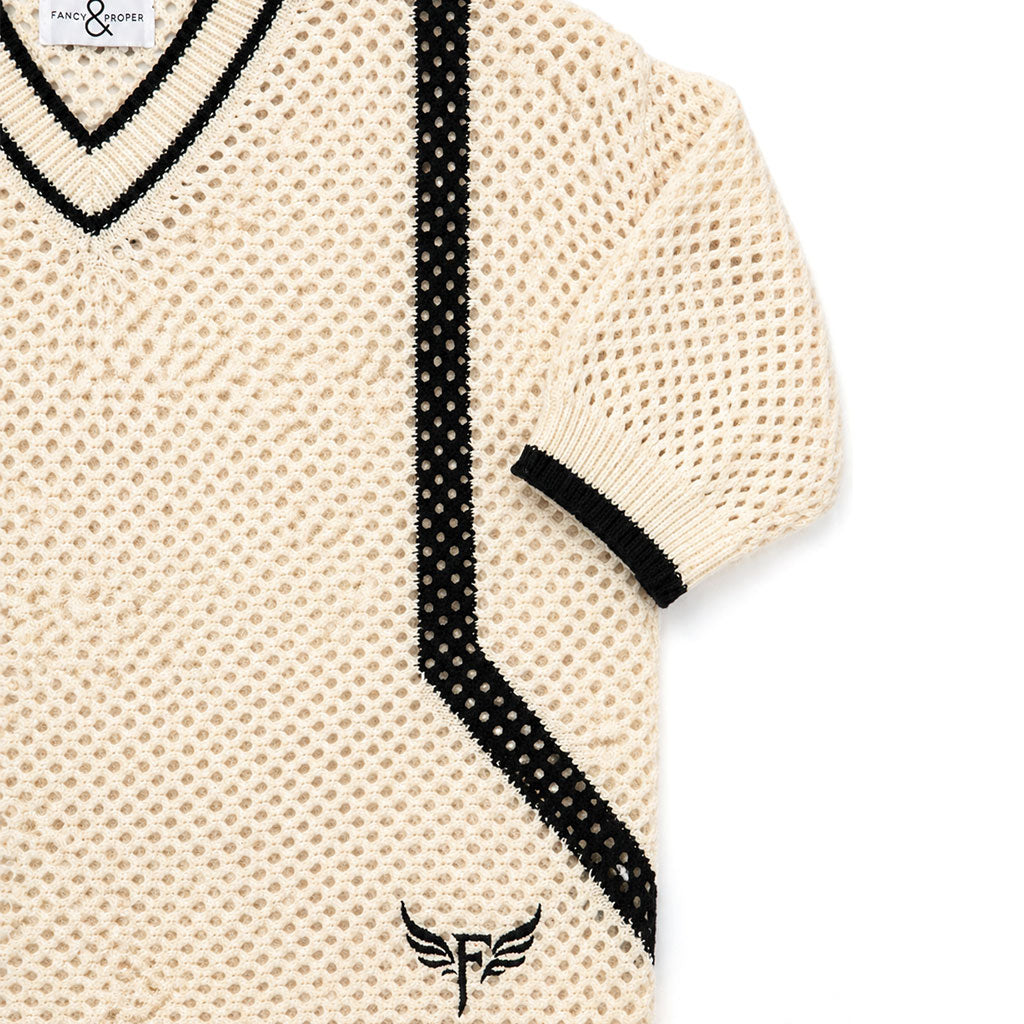 Sheer Edge Knit Pullover in Ivory