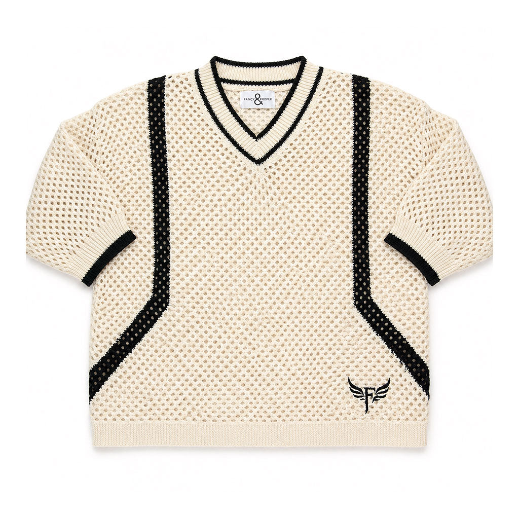 Sheer Edge Knit Pullover in Ivory Main image