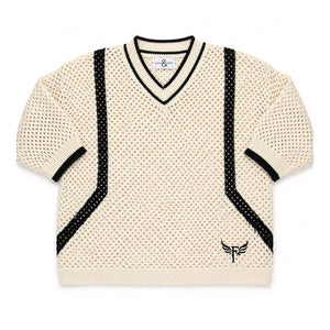 Sheer Edge Knit Pullover in Ivory