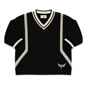 Sheer Edge Knit Pullover in Black