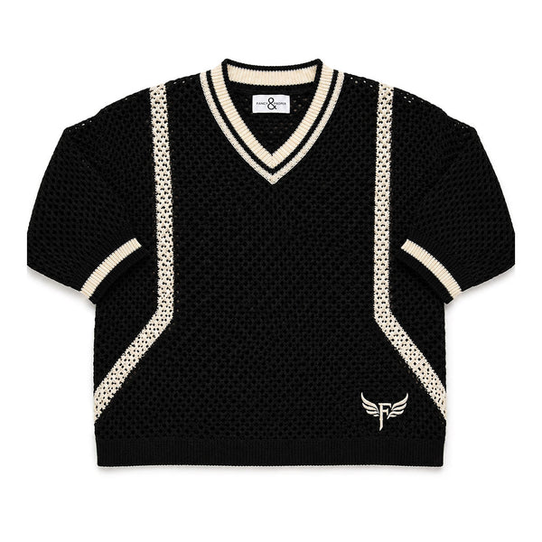 Sheer Edge Knit Pullover in Black