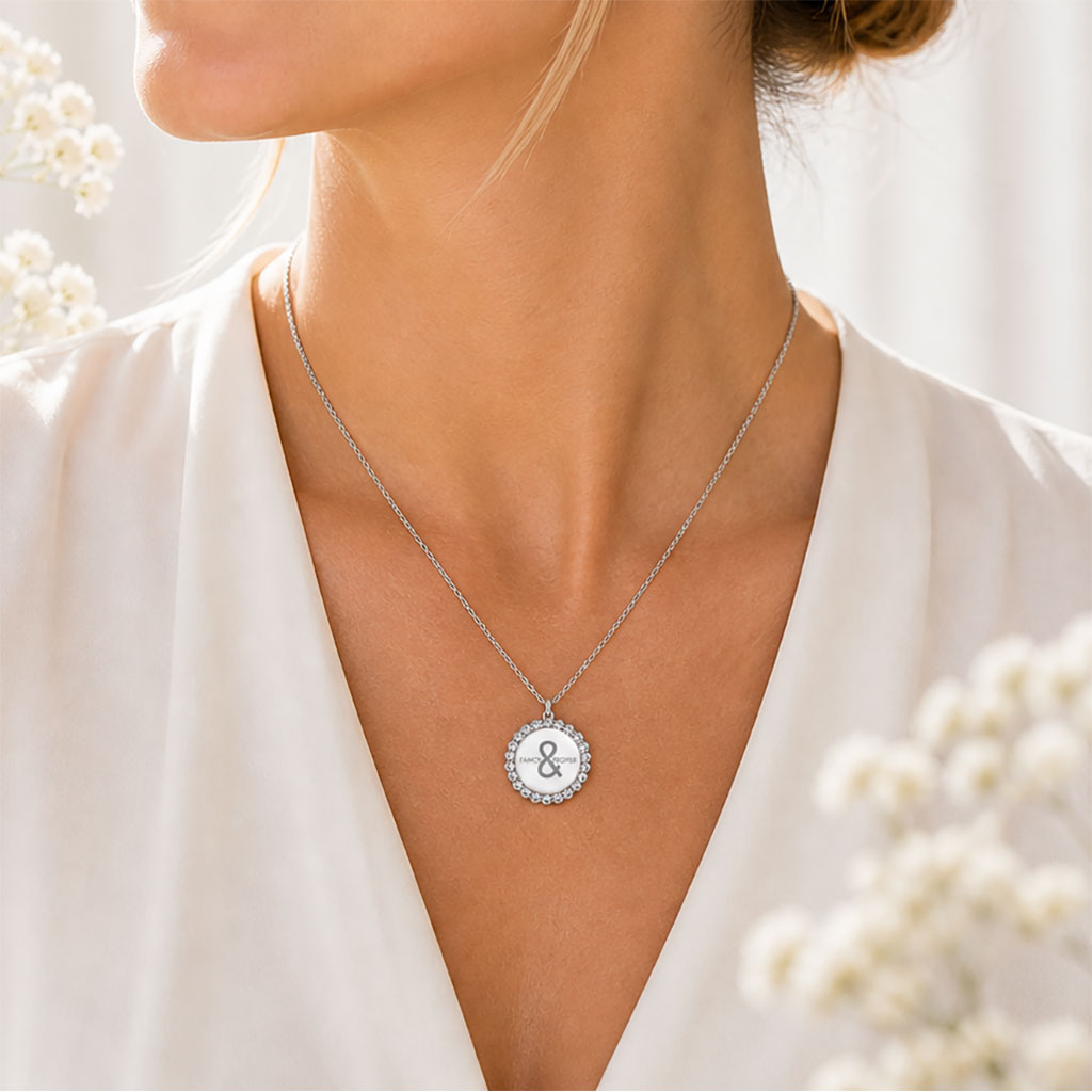 The Proper Pair Necklace and Earring Set in Silver/Porcelain Secondary image