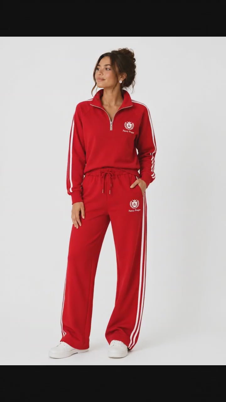 Busy Being Proper Tracksuit Set in Red